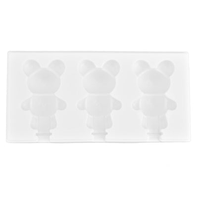 Multi Grid Silicone Ice Bar Mold Heat Resistant Ice Cream Making Mold Kitchen DIY Tool(3Grid Bear Shape )