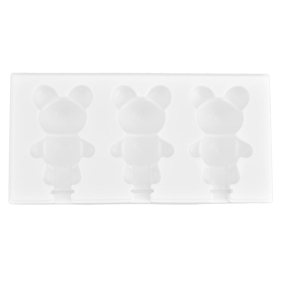 Multi Grid Silicone Ice Bar Mold Heat Resistant Ice Cream Making Mold Kitchen DIY Tool(3Grid Bear Shape )
