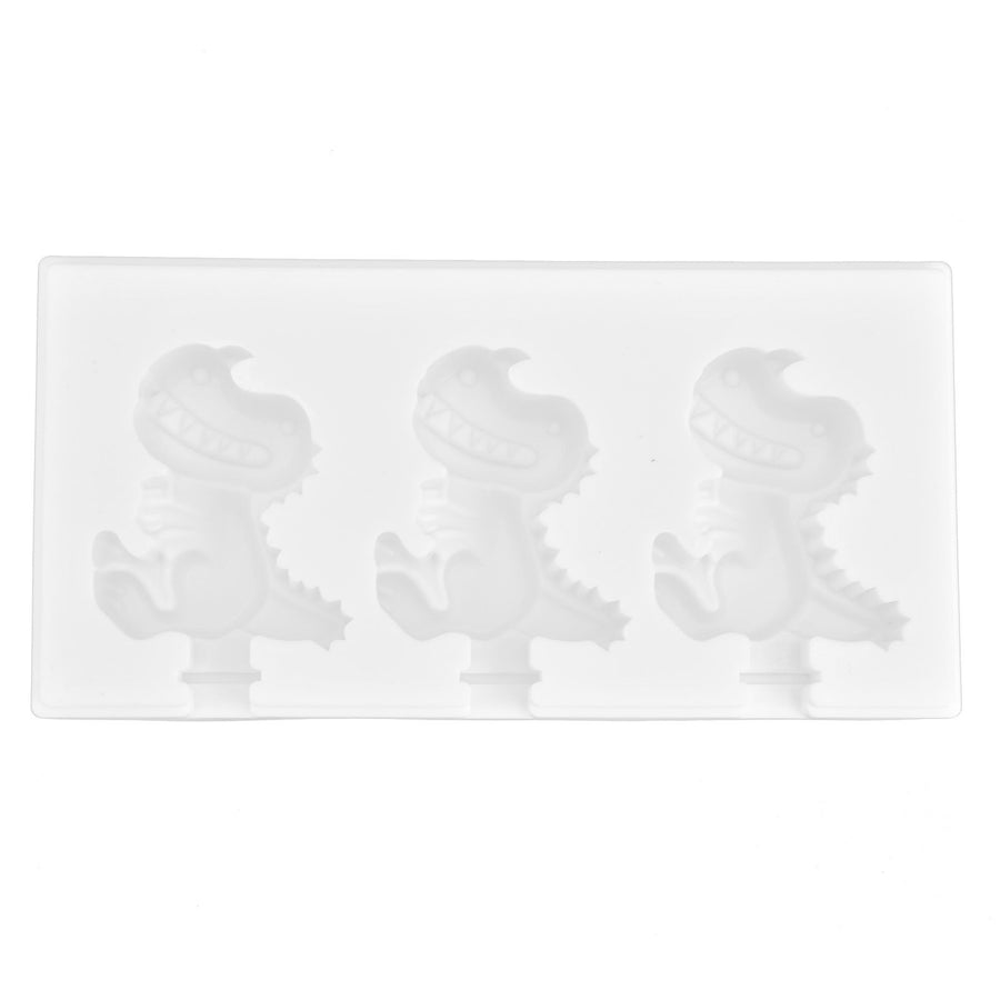Multi Grid Silicone Ice Bar Mold Heat Resistant Ice Cream Making Mold Kitchen DIY Tool(3Grid Dinosaur Shape )