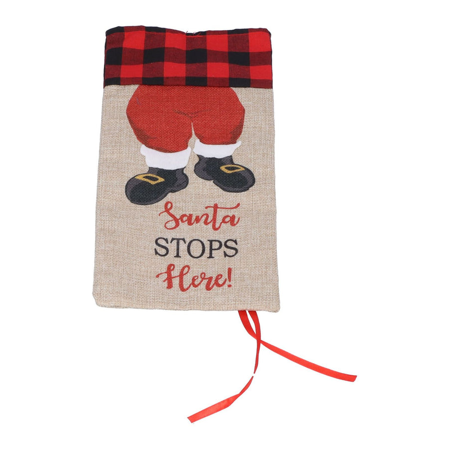 Christmas Santa Grid Design Champagne Bottle Cover Bag Sleeve Christmas Gifts for PartyRed Black Grid