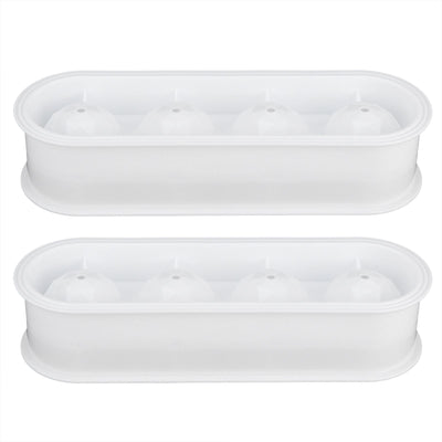 2Pcs 4 Grids Food Grade Ice Cubes Mold Whiskey Ice Ball Making Mold Tray for Home Bar