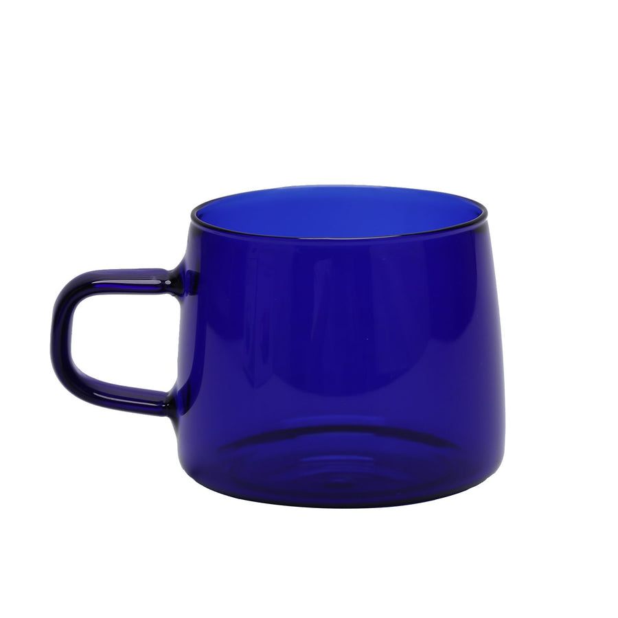 350ml Glass Coffee Cup Crystal Coffee Mug with Handle High Temperature Resistance for Home and CafeBlue