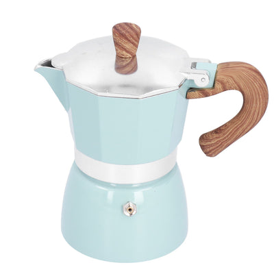 150ML Practical Aluminum Coffee Maker Octagonal Moka Coffee Pot for Home Office Kitchen ApplianceLake Blue