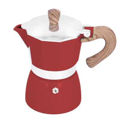 150ML Practical Aluminum Coffee Maker Octagonal Moka Coffee Pot for Home Office Kitchen ApplianceRed