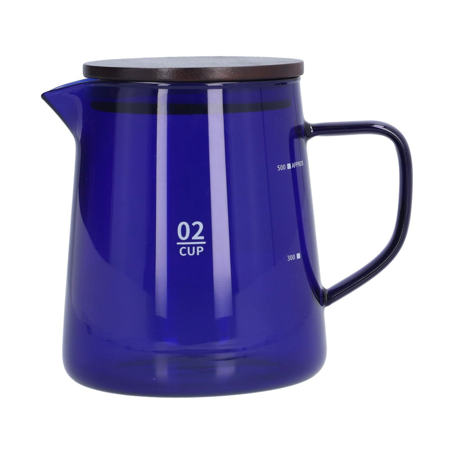 500ml Heat Resistant Coffee Server with Wooden Lid Household Tea Kettle for Home OfficeBlue