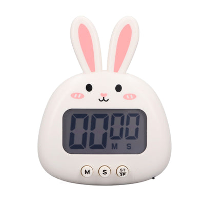 Cartoon Digital Timer ABS Portable Lightweight Simple To Use Cute Cartoon Timer for Kitchen Cooking White Rabbit