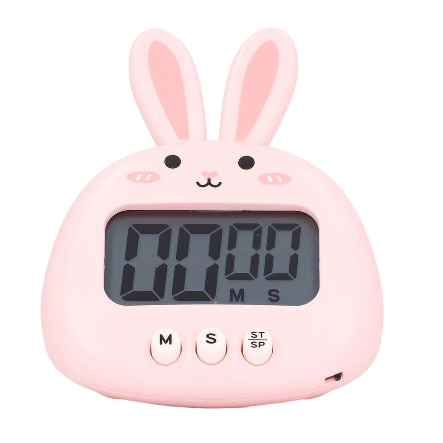 Cartoon Digital Timer ABS Portable Lightweight Simple To Use Cute Cartoon Timer for Kitchen Cooking Pink Rabbit