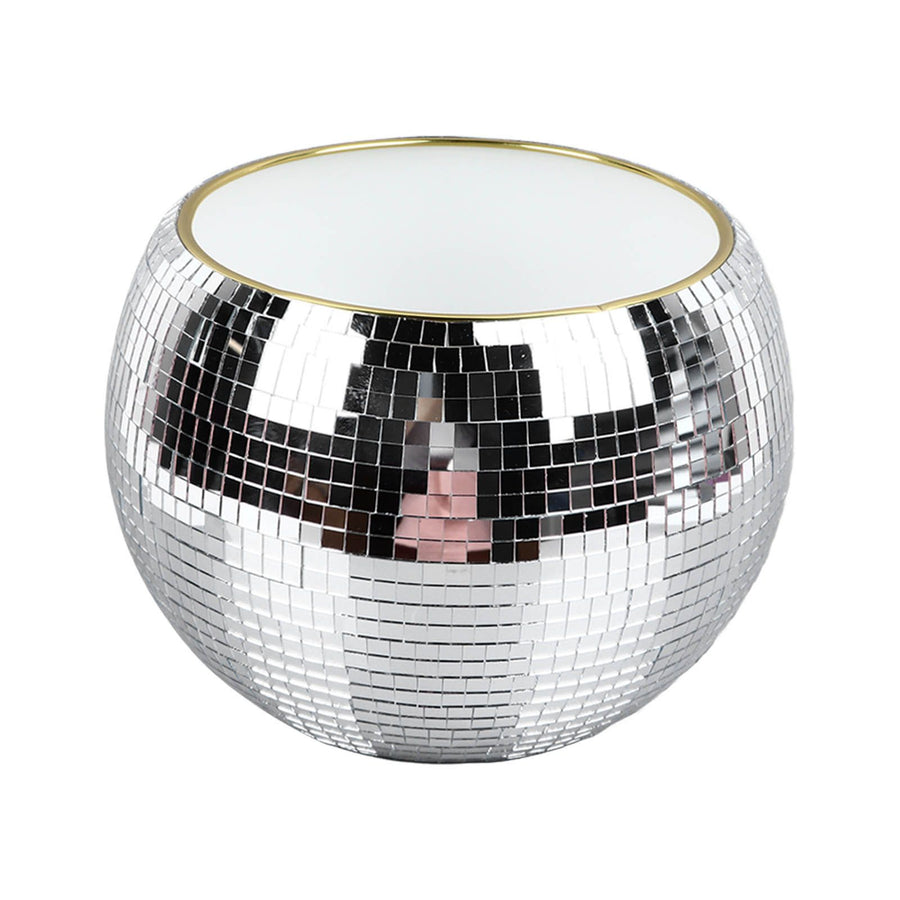 Ball Ice Bucket Plastic Beverage Tub Mirror Party Decor Bucket for Wine Cold Drinks Milky White Gold Edges