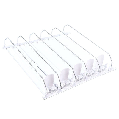 Drink Organizer for Fridge Spring Loaded Adjustable Push Rod Slide Rail Soda Can Dispenser for Beer Beverages 38cm White