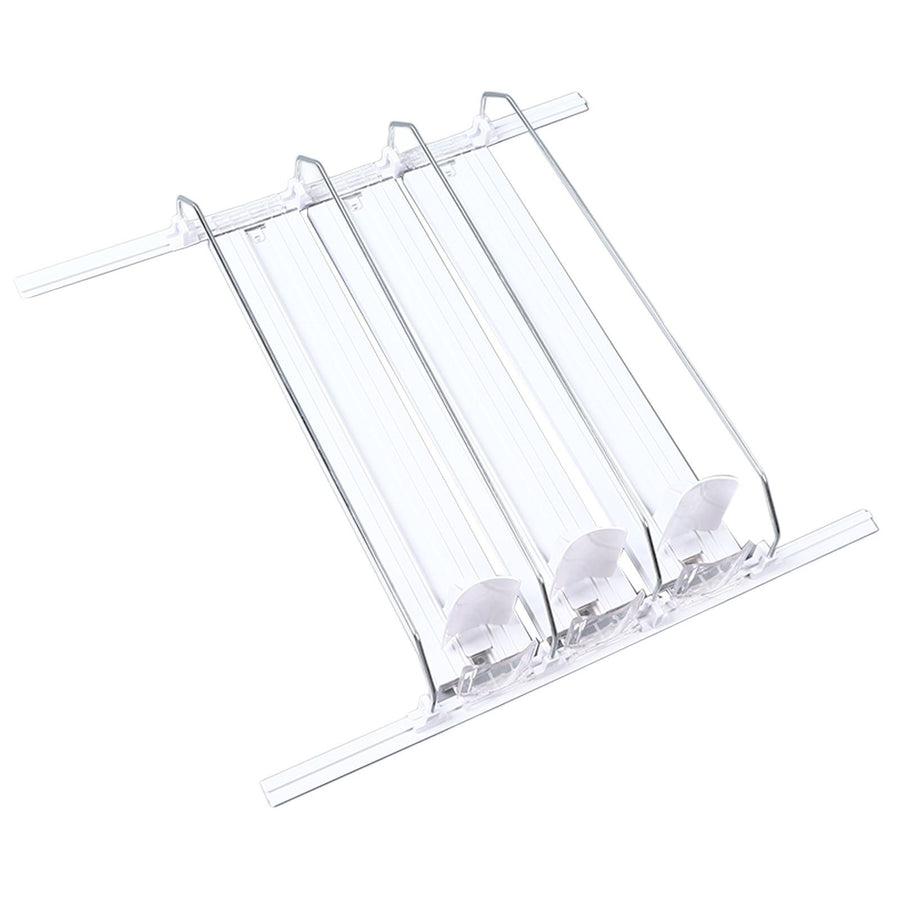 38cm Drink Organizer for Fridge Automatic Pusher Glide 12oz 16oz 20oz Soda Dispenser for Fridge Width Adjustable E Shaped 38cm White