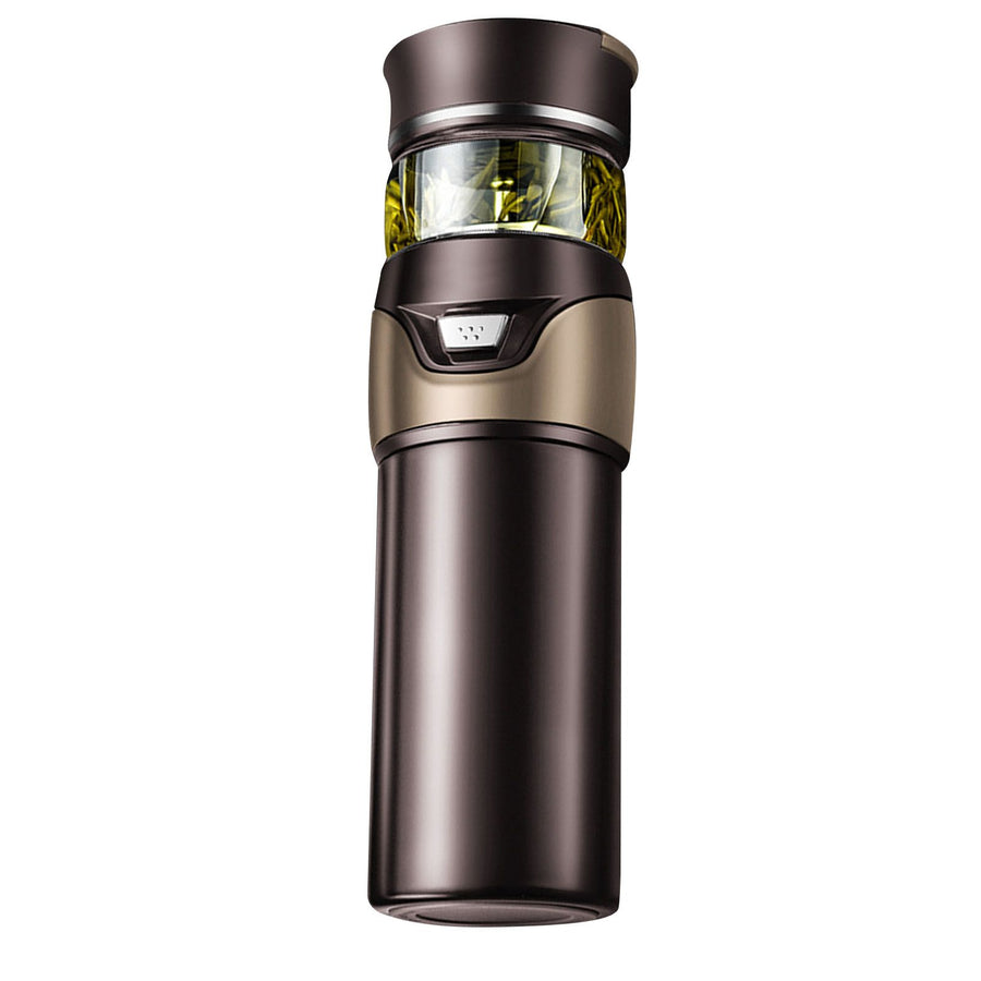 Tea Bottle with Infuser Tea Tumbler Stainless Steel Double Layer Insulated Cup for Men Daily Office Home Brown