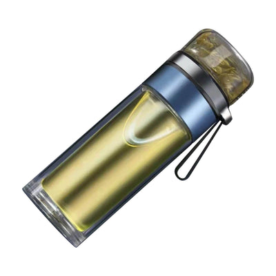 Glass Transparent Tea Bottle Portable Tea Water Bottle Tea and Water Separation Bottle Blue