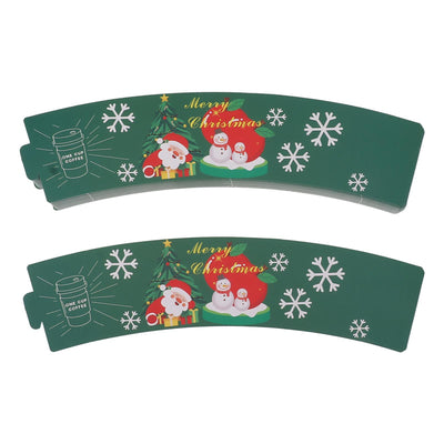 50PCS Coffee Cup Sleeves Disposable Paper Cup Sleeves Hot Drink Holder for Halloween Christmas Chocolate Cold Beverage Green