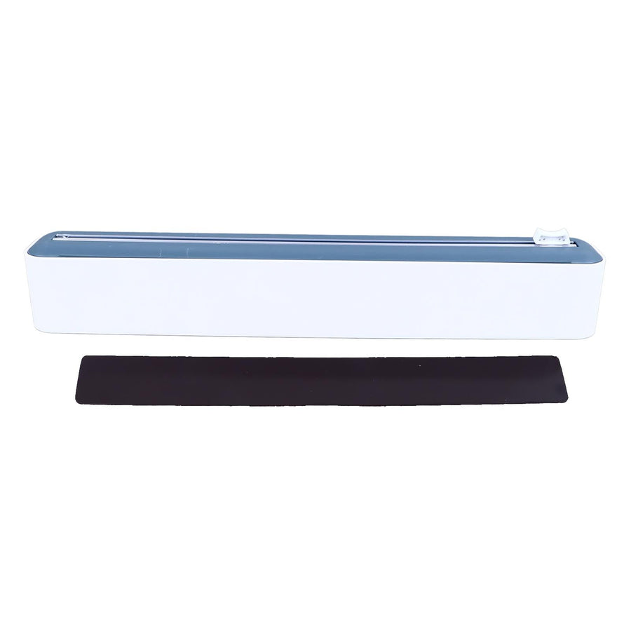 Reusable Cling Film Dispenser Magnetic Refillable Plastic Wrap Dispenser with Cutter Magnetic Stripe White Blue