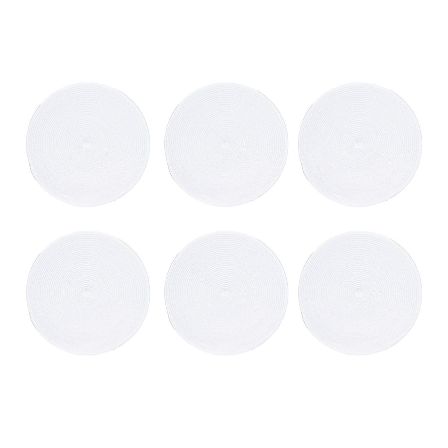 6PCS Round Placemat Woven White Table Mat Heat Insulation Easy to Clean Versatile Dining Accessory for Home Kitchen Decor