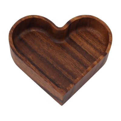 Walnut Fruit Plate Smooth Textured Elegant Wood Serving Tray for Snack Fruit Nut Kitchen Utensils Heart 14.5x14.5cm
