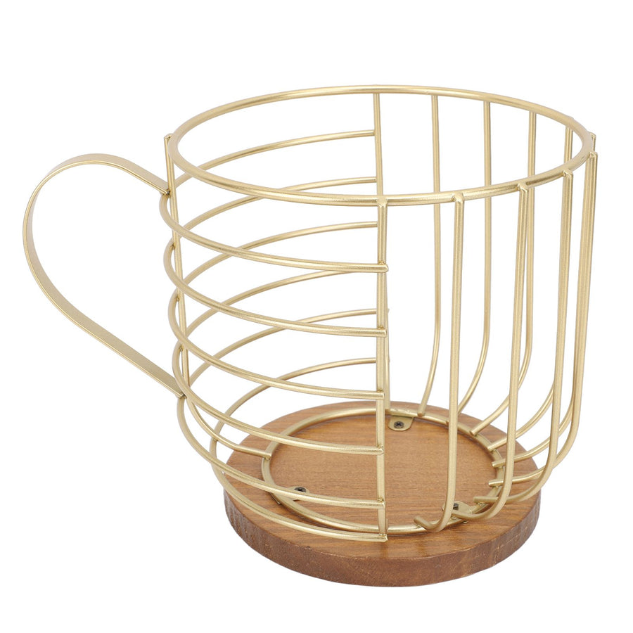 Mug Shape Coffee Pod Holder Coffee Capsule Storage Basket for Counter Coffee Bar Tabletop Kitchen Living Room Wordless Gold