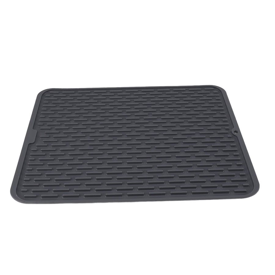 Rectangular Silicone Dish Drying Mat Heat Insulation Anti Slip Dish Drying Mat with Built in Drain Lip for Kitchen Counter Small Size