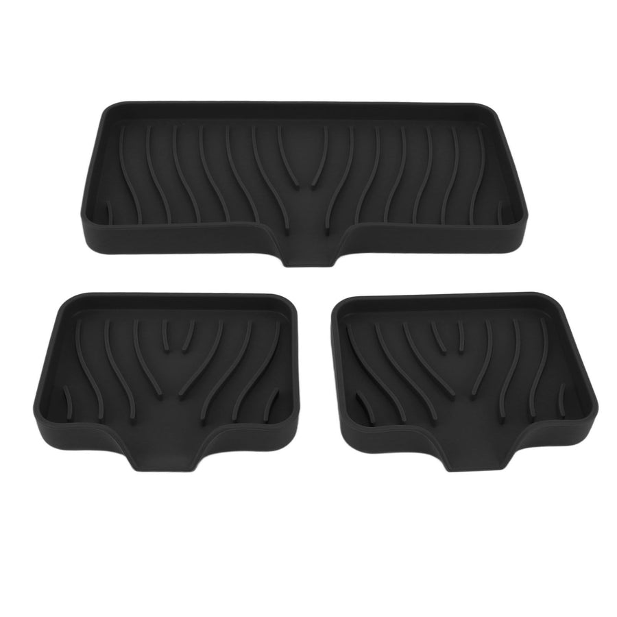 Kitchen Soap Tray Countertop Silicone Sink Deflector Sponge Holder for Bathroom Toilet Black