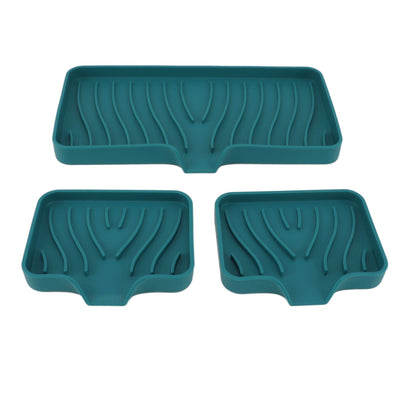 Kitchen Soap Tray Countertop Silicone Sink Deflector Sponge Holder for Bathroom Toilet Green