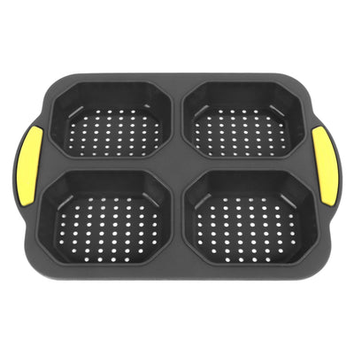 4 Grid Silicone Loaf Pan Baking Pan for Baking French Baguettes Hot Dog Buns Bread Mold Nonstick Dishwasher Safe Heat Resistant