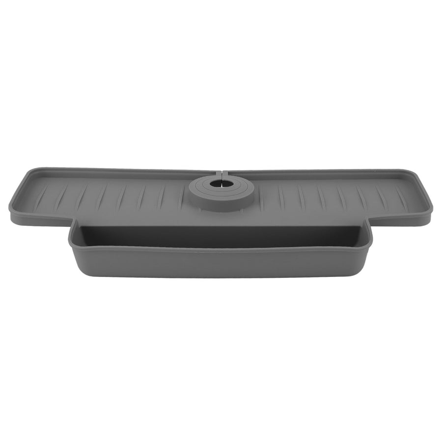 Faucet Splash Proof Draining Rack Silicone Foldable Faucet Handle Drip Catcher Tray Drainer Shelf Basket for Kitchen Grey