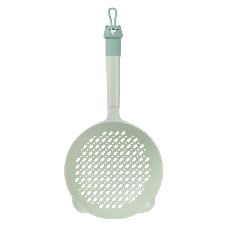 Ladle Fine Mesh Strainer Durable Nylon PVC Handle Heat Resistant Large Capacity Versatile Spoon Ladle for Kitchen Green