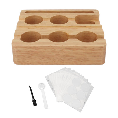 Reusable Coffee Capsule Refill Kit 60PCS 37mm Aluminum Foil Seals Lid with Wooden Holder Brush Spoon for Nespresso Original Coffee Pods
