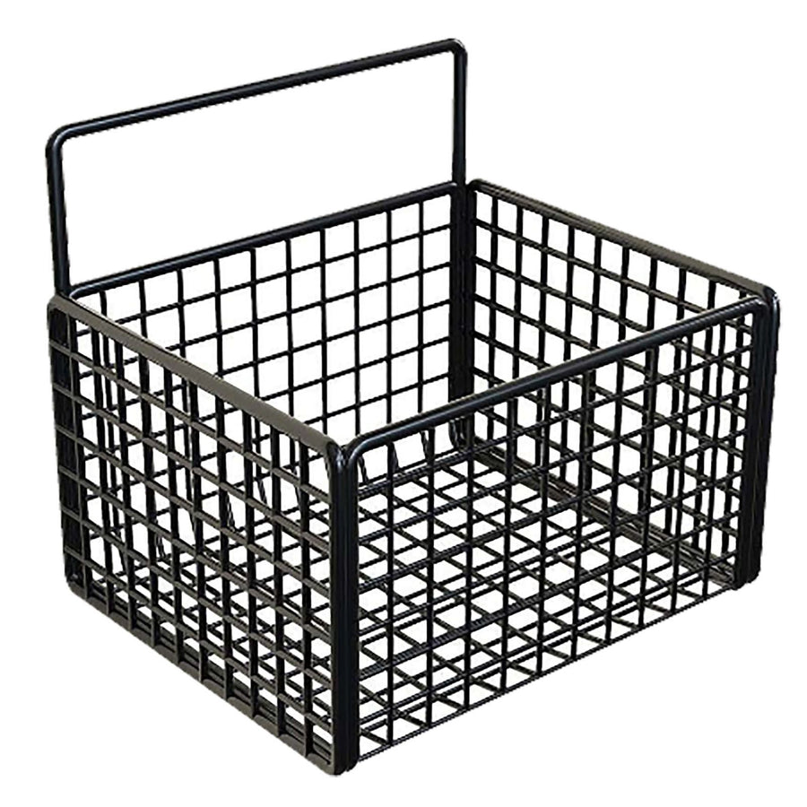 Wall Mounted Storage Basket No Drilling Adhesive Metal Wire Hanging Basket for Kitchen Food Pantry Bathroom Organization Black