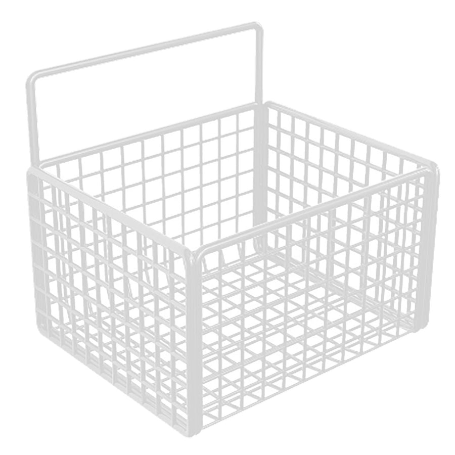 Wall Mounted Storage Basket No Drilling Adhesive Metal Wire Hanging Basket for Kitchen Food Pantry Bathroom Organization White