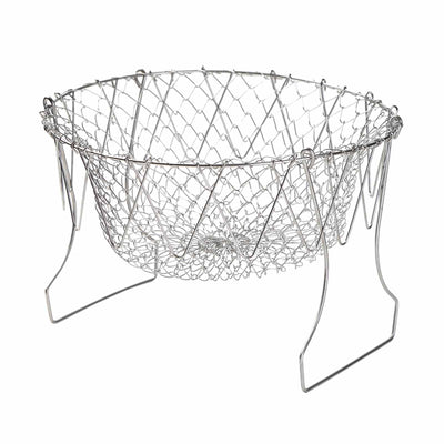 Stainless Steel Frying Basket Foldable Moderate Mesh Density Versatile Cooking Strainer Net for Kitchen
