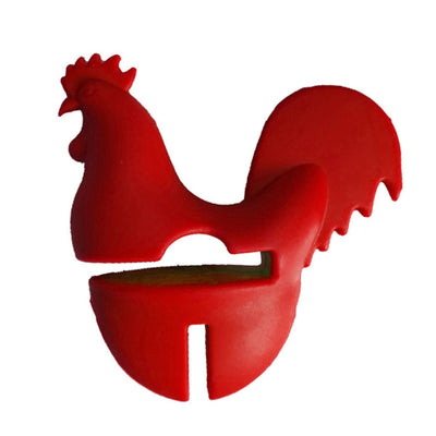 Kitchen Rooster Pot Clip Soft Elastic Silicone Rooster Kitchen Accessories Clip for Home Red