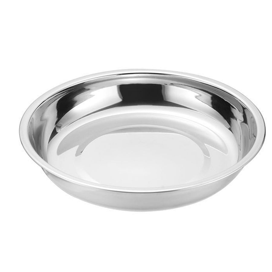 Metal Dinner Plates 304 Stainless Steel Round Camping Plates Thickened Soup Plate Tableware Tool M (18cm)