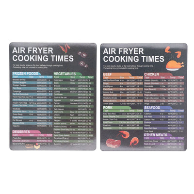 2PCS Fryer Cheat Sheet Magnetic Cooking Times Chart Easy to Read Reference Guide Water Oil Resistant Fryer Accessory for Kitchen