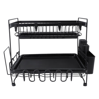 Dish Drying Rack 2 Layer Foldable Versatile Convenient Storage Dish Drainer Rack with Utensil Holder for Home