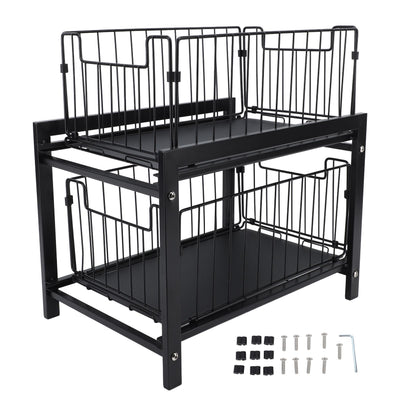 Under Sink Organizer Iron 2 Tier Pull Out Spice Rack Countertop Storage Shelf for Kitchen Bathroom Cabinet
