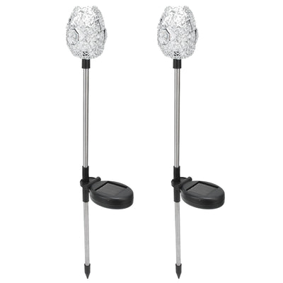 2PCS Solar Garden Light Waterproof Solar Powered Stake Lawn Lamp for Outdoor Courtyard Decor Warm Light