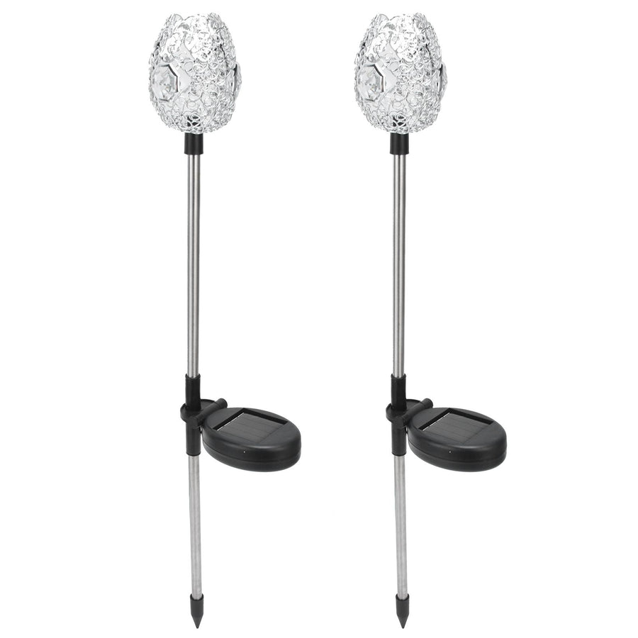 2PCS Solar Garden Light Waterproof Solar Powered Stake Lawn Lamp for Outdoor Courtyard Decor Warm Light