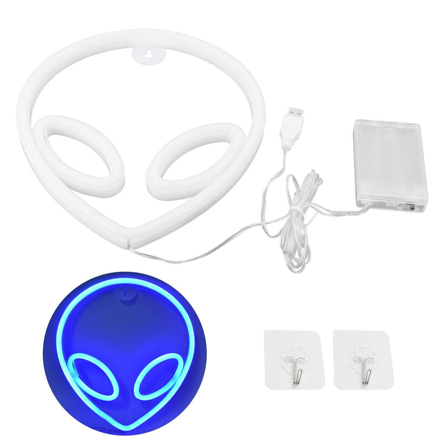 Alien Neon Sign Innovative Wall Hanging Decorative Night Light Battery/USB Operated Blue