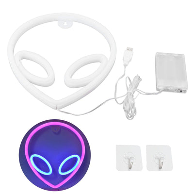Unique Alien Neon Light Battery/USB Operated Decorative LED Neon Sign Wall Decoration Pink Blue