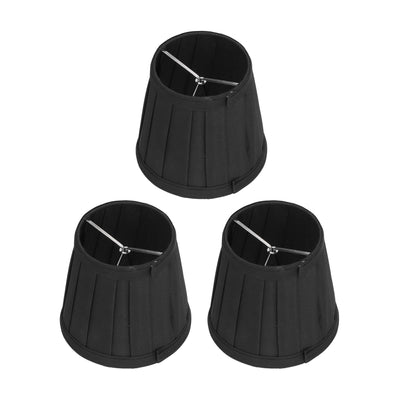3PCS Cloth Lampshade E14 Clip On Fabric Lamp Cover for Chandelier Wall Lamp Office Home Decor(Black )