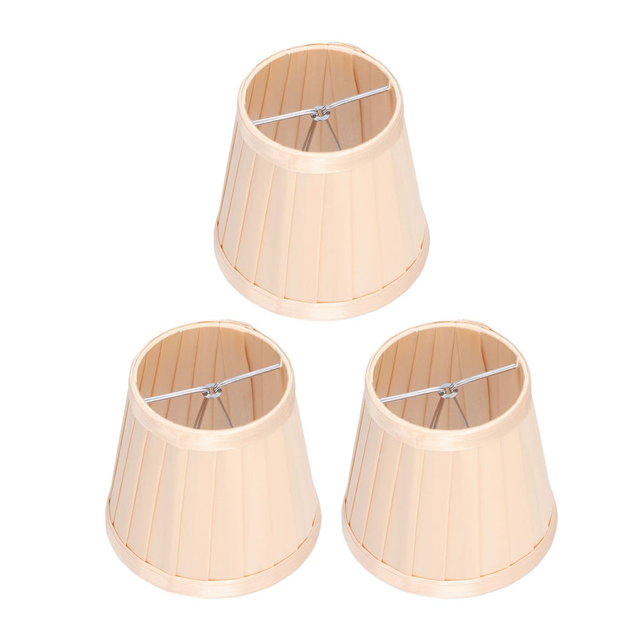 3PCS Cloth Lampshade E14 Clip On Fabric Lamp Cover for Chandelier Wall Lamp Office Home Decor(Light Gold )