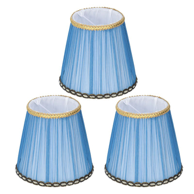 3PCS Cloth Lamp Shade E14 ClipOn Lampshade for Candle Chandelier Wall Lamp Table Light Indoor Decor(Dark Blue )