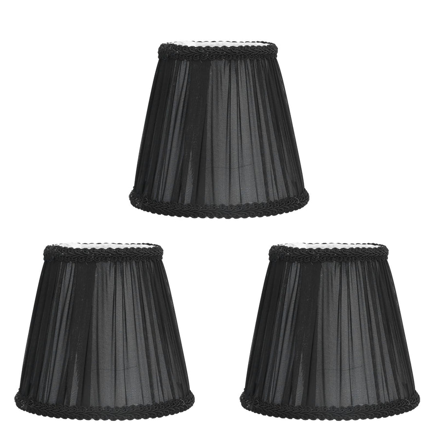3PCS E14 ClipOn Cloth Lamp Shade Modern Fabric Lampshade Table Light Cover for Candle Chandelier(Black )