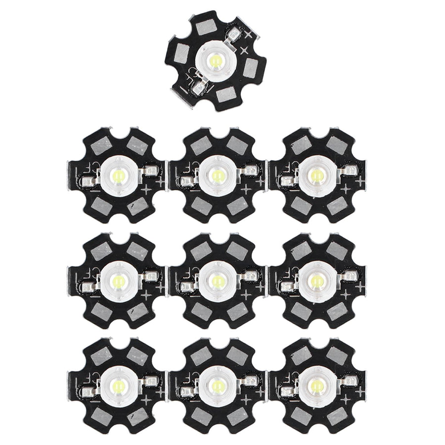 10PCS 1W LED Chip Highlight DIY Light Beads with Aluminum Base 6500k 90lm 20mm White Light