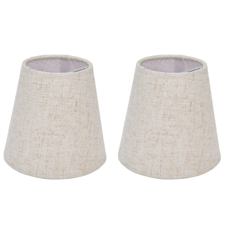 2PCS Table Lamp Shade Cover Fabric Clip On Lampshade for E14 Screw Candlestick Lamp ChandelierPT13 Beige White Edge