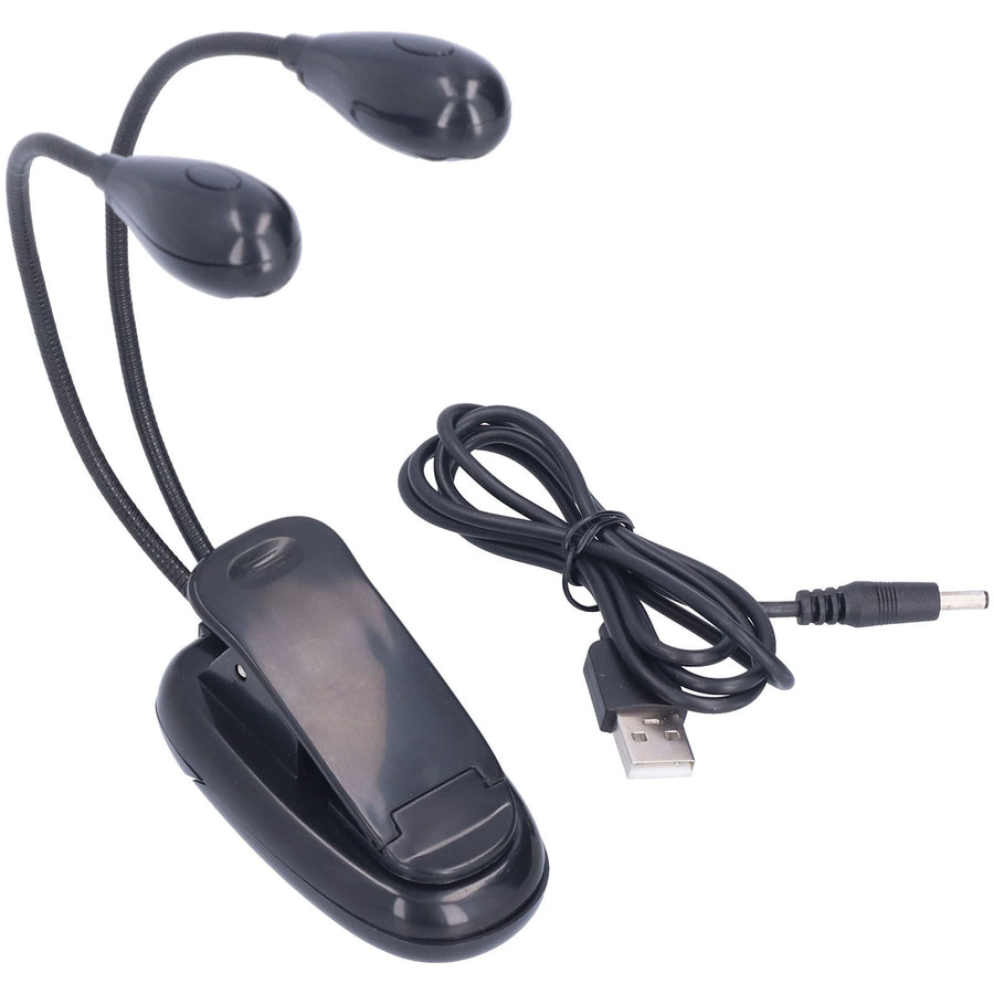 LED Book Light Eye Protecting 360° Rotatable White Light Double Pole 4 Lamp Beads Reading Lamp with Clip for Students
