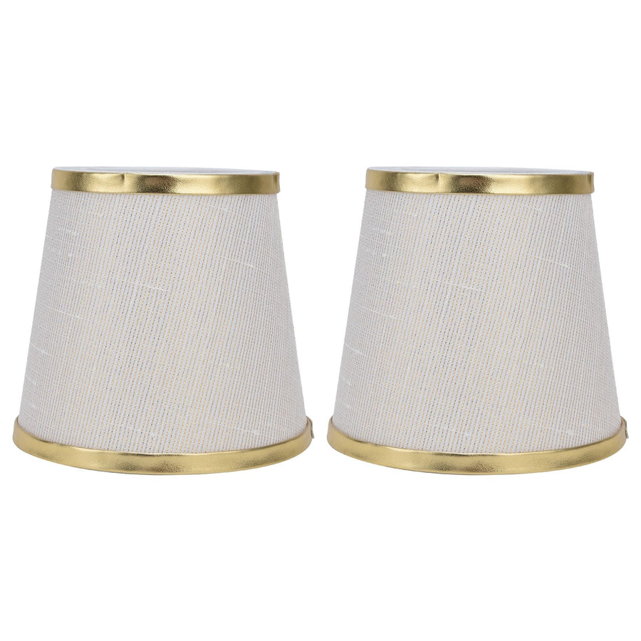 2PCS Fabric Lampshade European Style Lamp Shade for E14 Screw Chandelier Wall Lamp Beige White Gold Edging
