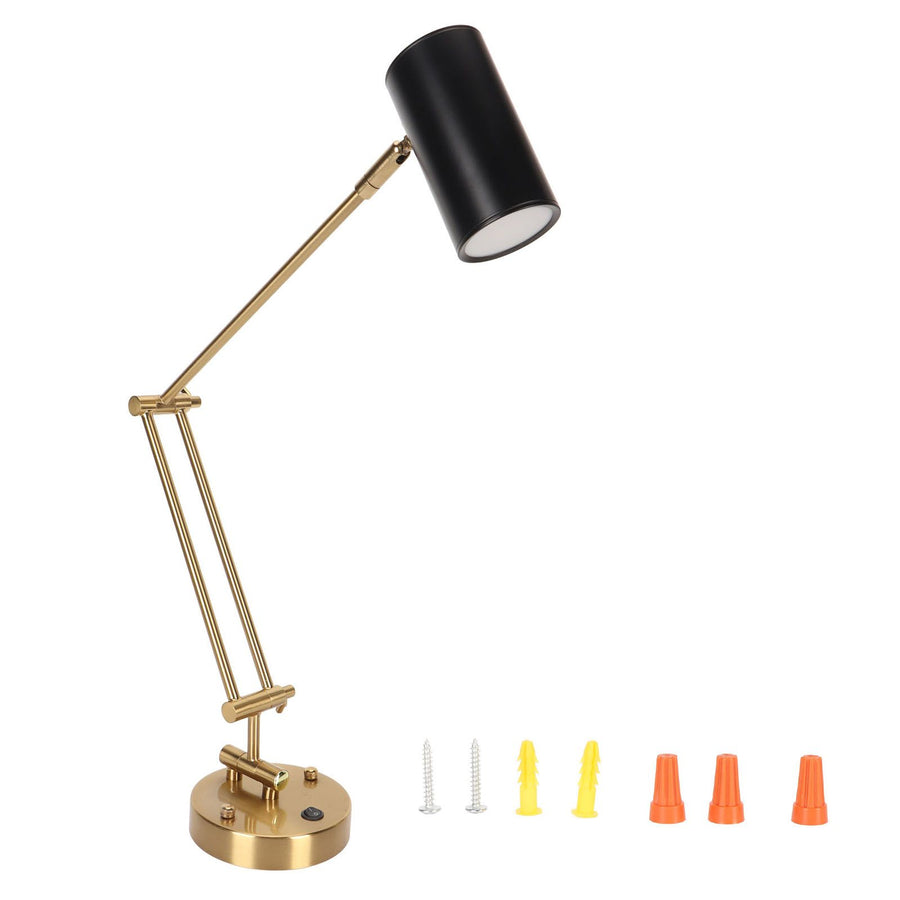 Wall Sconce Swing Arm Plug in Modern 3000K Warm Lighting Button Control with E27 Bulb LED Wall Lighting Fixture 85‑265V