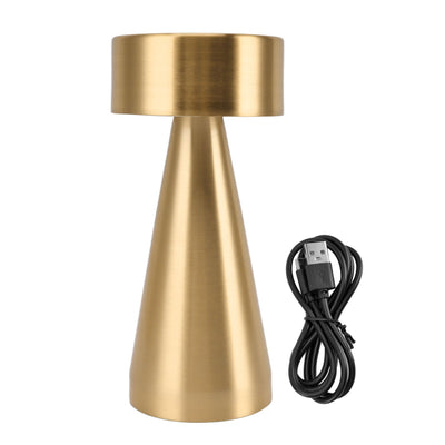 LED Portable Metal Table Lamp with Touch Sensor 3 Color Stepless Dimming Nightstand Desk Lamp Rechargeable Night Light Gold